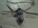 Black Onyx, Herkimer Diamond, Sterling Silver Pendant