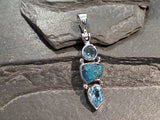 Neon Apatite, Blue Topaz, Sterling Silver Pendant