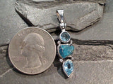 Neon Apatite, Blue Topaz, Sterling Silver Pendant