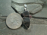 Shungite, Pink Tourmaline, Sterling Silver Pendant