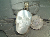 White Fiber Optic Glass, Alchemia Large Skull Pendant