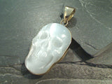White Fiber Optic Glass, Alchemia Large Skull Pendant