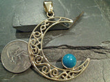 Chrysocolla, Alchemia Large Crescent Moon Pendant With Cut Outs