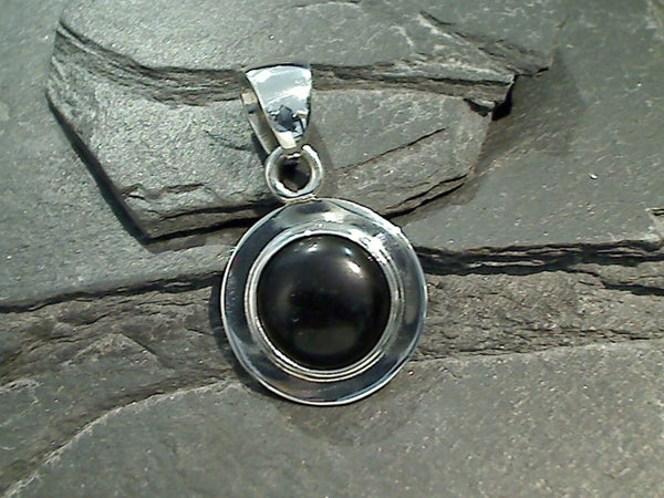 Black Onyx, Fine Sterling Silver Pendant