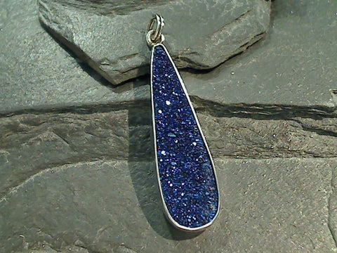 Blue Druzy, Fine Sterling Silver Pendant