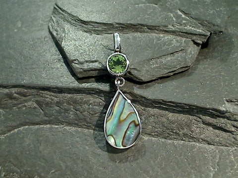 Abalone, Peridot, Sterling Silver Pendant
