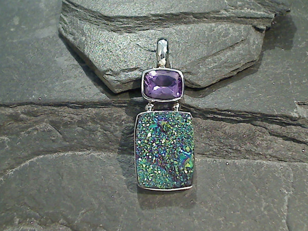 Druzy Quartz, Amethyst, Sterling Pendant