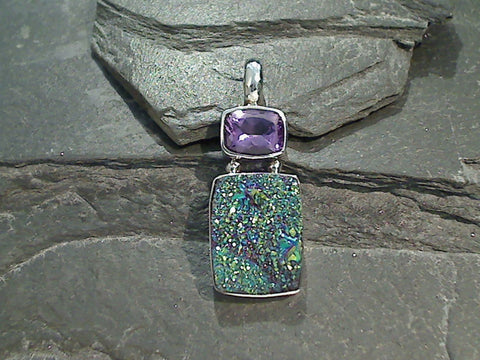 Druzy Quartz, Amethyst, Sterling Pendant