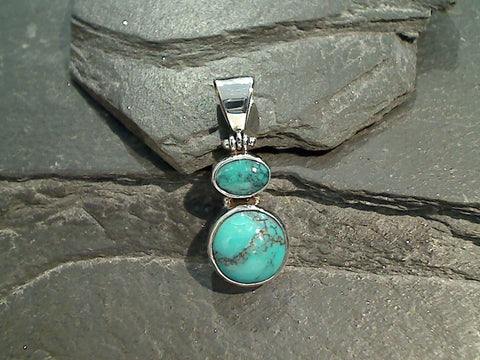 Turquoise, Sterling Silver Small Pendant