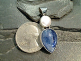 Kyanite, Pearl, Sterling Pendant