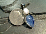 Kyanite, Pearl, Sterling Pendant