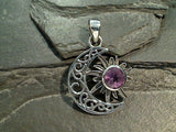 Amethyst, Sterling Silver Sun And Moon Pendant