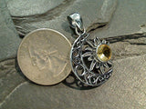 Citrine, Sterling Silver Sun And Moon Pendant