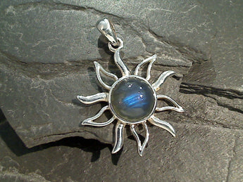 Labradorite, Sterling Silver Sun Pendant