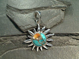 Spiny Oyster, Turquoise, Sterling Silver Sun Pendant