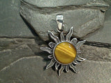 Tiger's Eye, Sterling Silver Sun Pendant