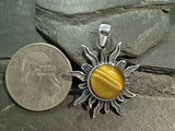 Tiger's Eye, Sterling Silver Sun Pendant