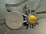 Tiger's Eye, Sterling Silver Sun Pendant