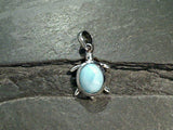 Larimar, Sterling Silver Small Turtle Pendant