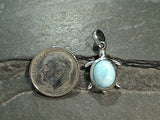 Larimar, Sterling Silver Small Turtle Pendant