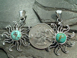Turquoise Sun Pendant, Fine Sterling Silver
