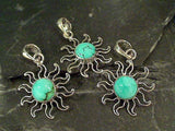 Turquoise Sun Pendant, Fine Sterling Silver