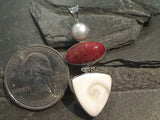 Pearl, Sponge Coral, Sterling Silver Pendant