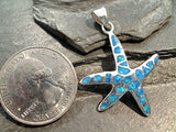 Lab Created Opal, Sterling Silver Starfish Pendant