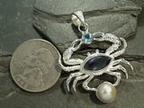 Topaz, Iolite, Pearl, Sterling Silver Pendant
