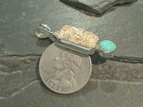 Fossil Coral, Turquoise, Sterling Silver Pendant