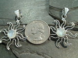 Moonstone Sun Pendant, Fine Sterling, 9mm Stone
