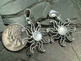 Moonstone Sun Pendant, Fine Sterling, 9mm Stone
