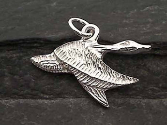 Flying Duck Charm, Sterling Silver