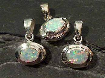 Created Opal, Sterling Silver Pendant