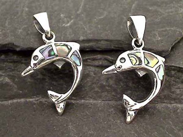 Abalone, Sterling Silver Dolphin Pendant