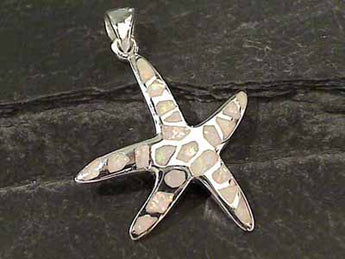 Created Opal, Sterling Silver Starfish Pendant
