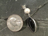 Onyx, Pearl, Sterling Silver Pendant