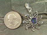 Mystic Quartz Sun Pend., 9mm Stone, Fine Sterling