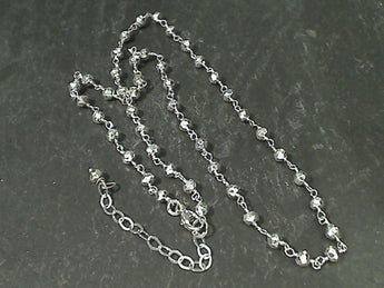 16" - 18" Coated Pyrite, Sterling Silver Necklace