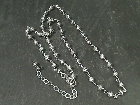 20" - 22" Coated Pyrite, Sterling Silver Necklace
