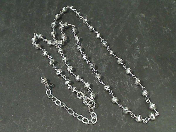 18" - 20" Coated Pyrite, Sterling Silver Necklace