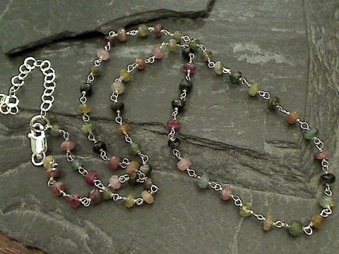 16" - 18" Tourmaline, Sterling Silver Necklace
