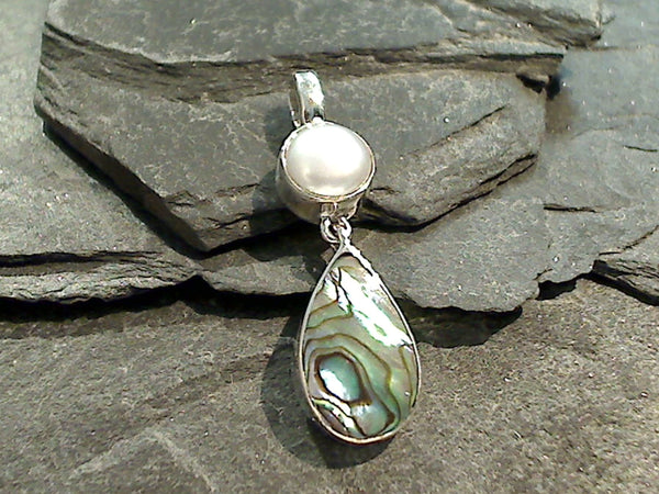 Pearl, Abalone, Sterling Silver Pendant