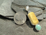 Fossil Coral, Turquoise, Sterling Silver Pendant