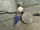 Sea Glass, Pearl, Sterling Silver Pendant