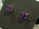 Amethyst, Sterling Silver 7mm Stud Earrings