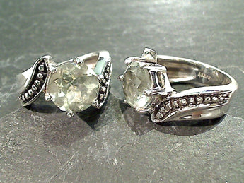 Size 7 Green Amethyst, Sterling Silver Ring