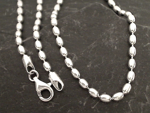 30" 3mm Oval Bead Chain, Sterling Silver