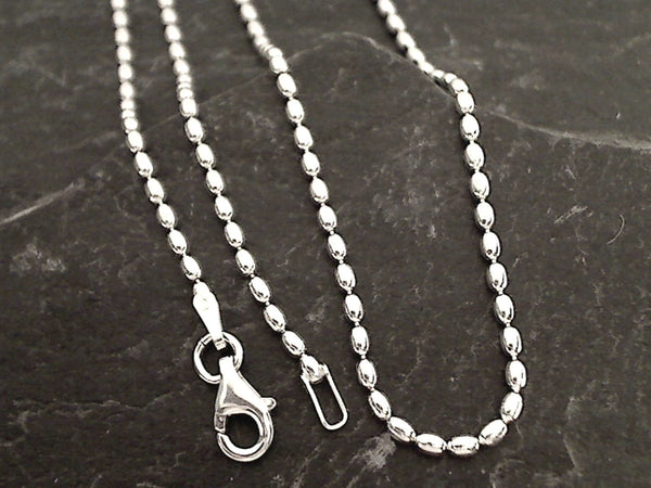 18" 2mm Oval Bead Chain, Sterling Silver