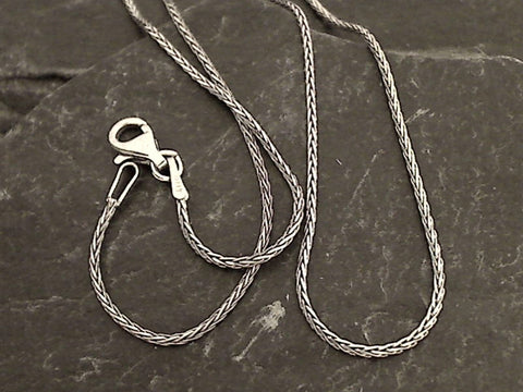 16" 1mm Oxidized Di-Cut Sterling Silver Wheat Link Chain